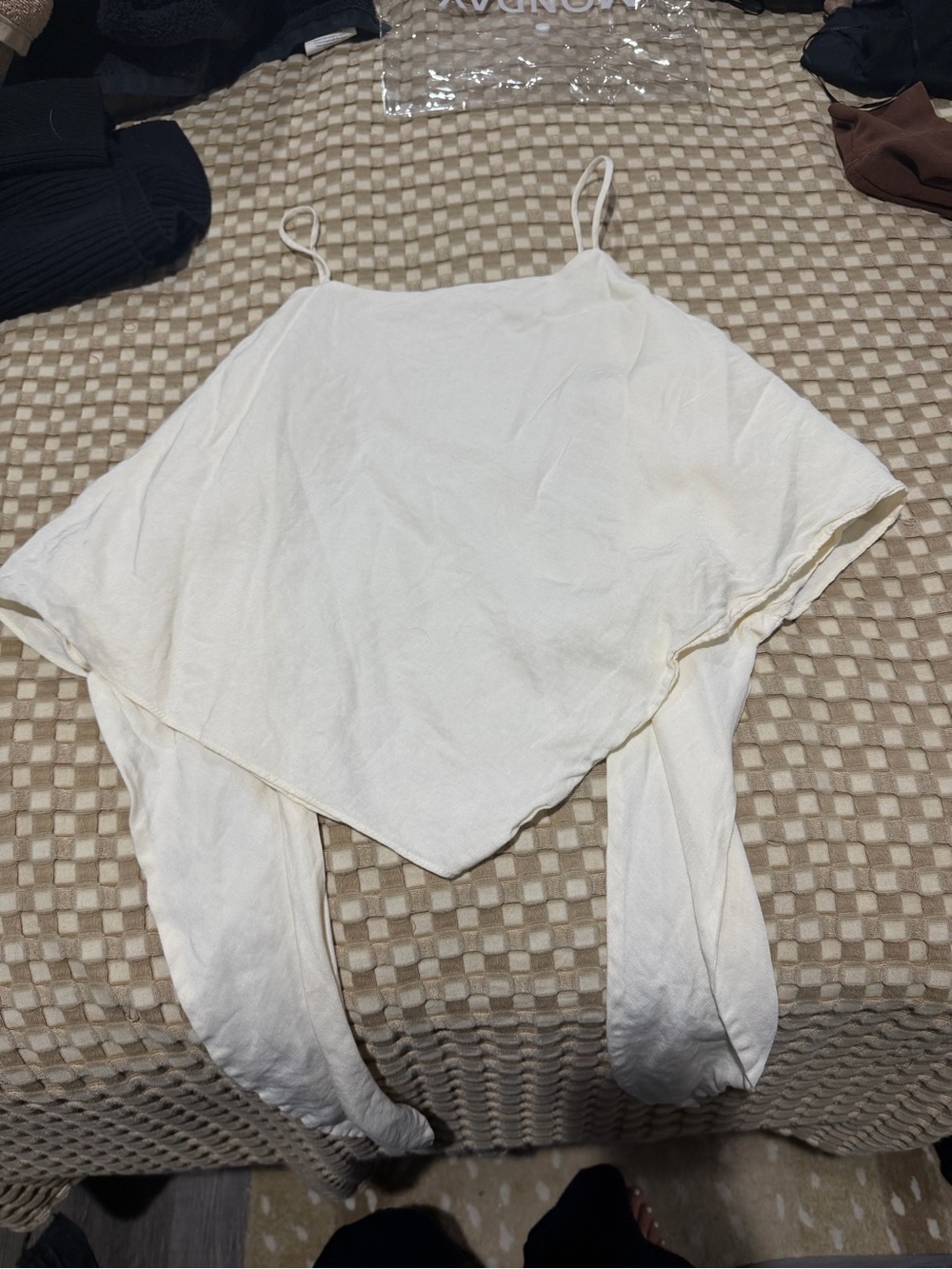 Zara White Spaghetti-Strap Wrap Crop Top - Women bandana top